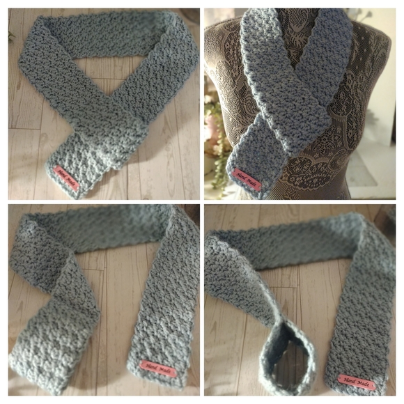 Handmade Crochet Acrylic Keyhole Neck Warmer Scarf (Choose One Or Custom Color) - Picture 5 of 5